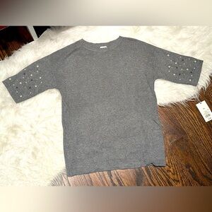 NWT A NEW DAY Short sleeve sweater with pearl embellishments